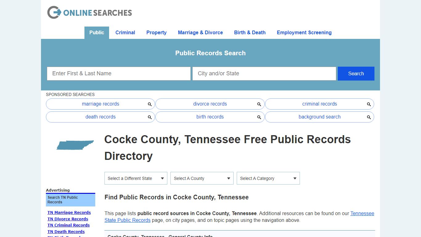 Cocke County, Tennessee Public Records Directory