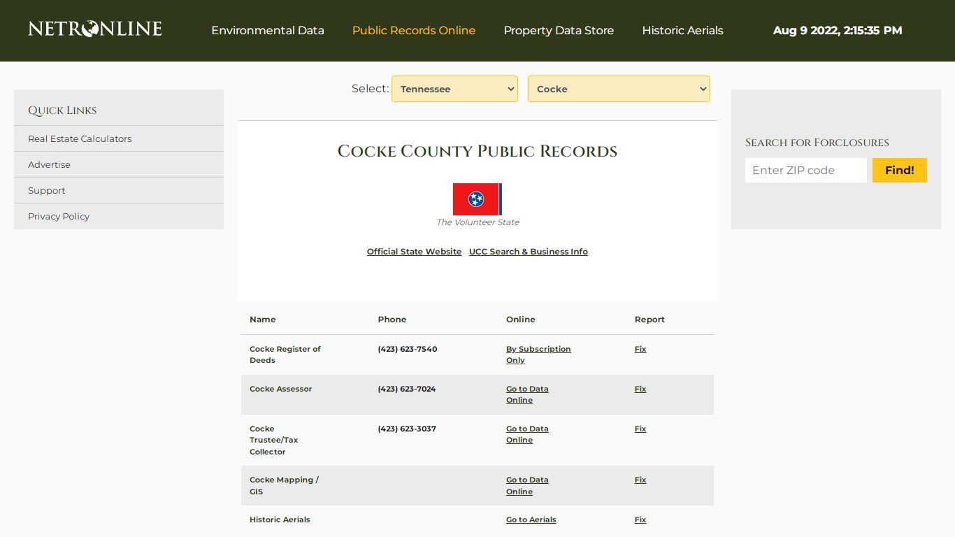 Cocke County Public Records - NETR Online • Cocke